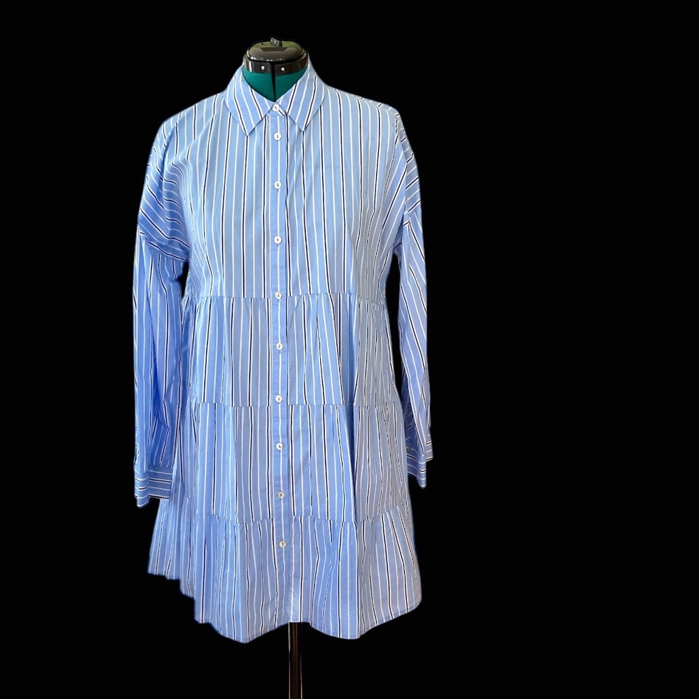 Pomander Place XXL Shades of Blue Stripe Cara dress.